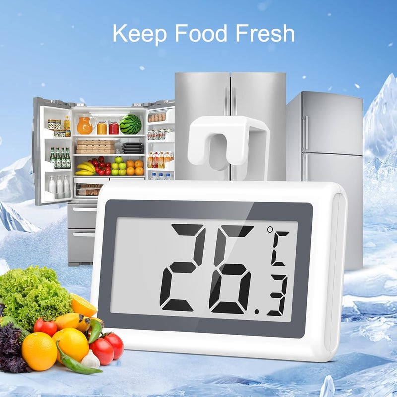 Ankilo 2PCS Refrigerator Thermometer, Upgraded Digital Fridge Thermometer with LCD Display, ℃/℉, Low Temperature Indication, Freezer Temperature Gauge for Home, Office, Kitchen, Restaurants - Image 2